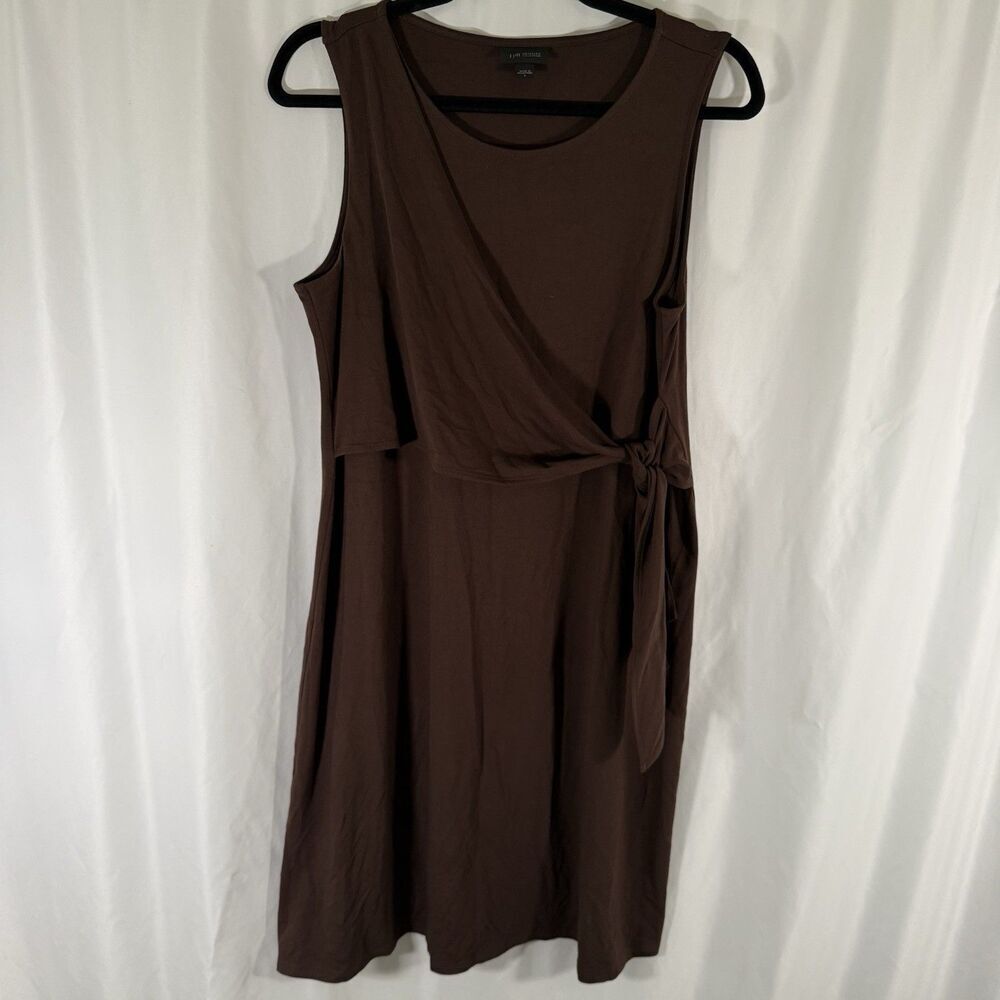 J Jill Dress Women's Small Brown Round Neck Sleeveless Tie Wearever Collection
